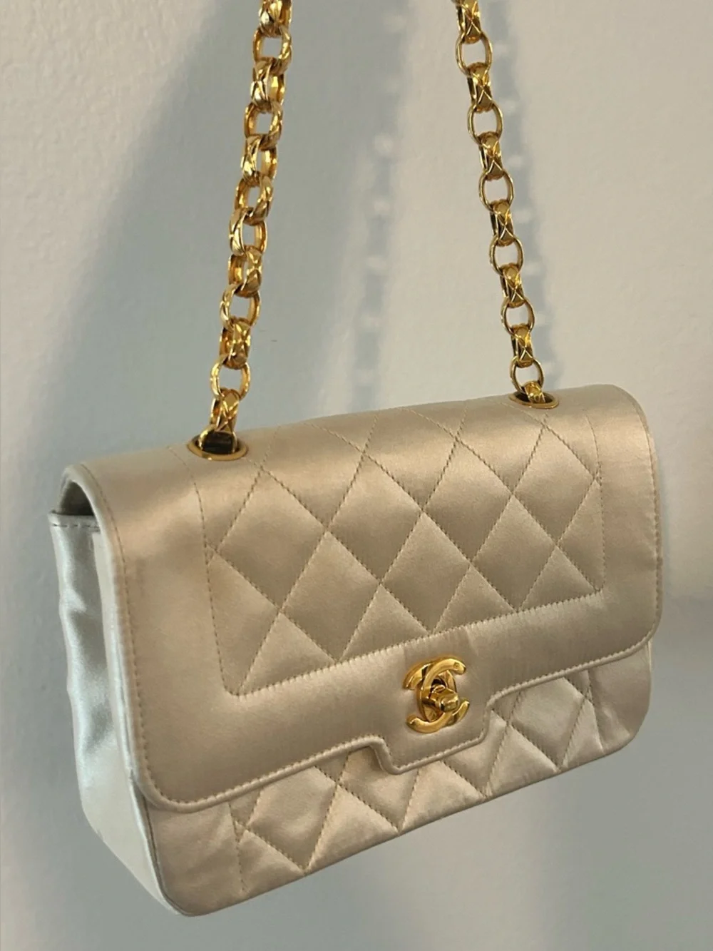 CHANEL Vintage Mini Diana Satin Flap Bag